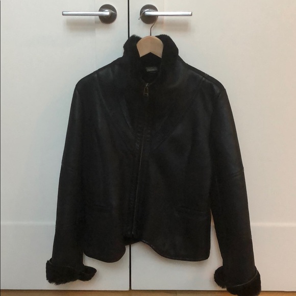 Designer Autunno black shearling leather jacket - Picture 2 of 8